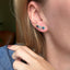 Alluvial 3 Stone Earring: Deep to Light Blue Sapphire (left ear)