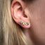 Alluvial 3 Stone Earring: Yellow Blue Bicolour Sapphire (right ear)