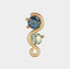 Alluvial 2 Stone Earring: Teal and Pale Blue Sapphire