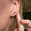 Alluvial 3 Stone Earring: Green and Blue Sapphire (left ear)