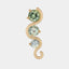 Alluvial 3 Stone Earring: Minty Green to Blue Sapphires (left ear)