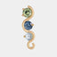 Alluvial 3 Stone Earring: Green and Blue Sapphire (left ear)